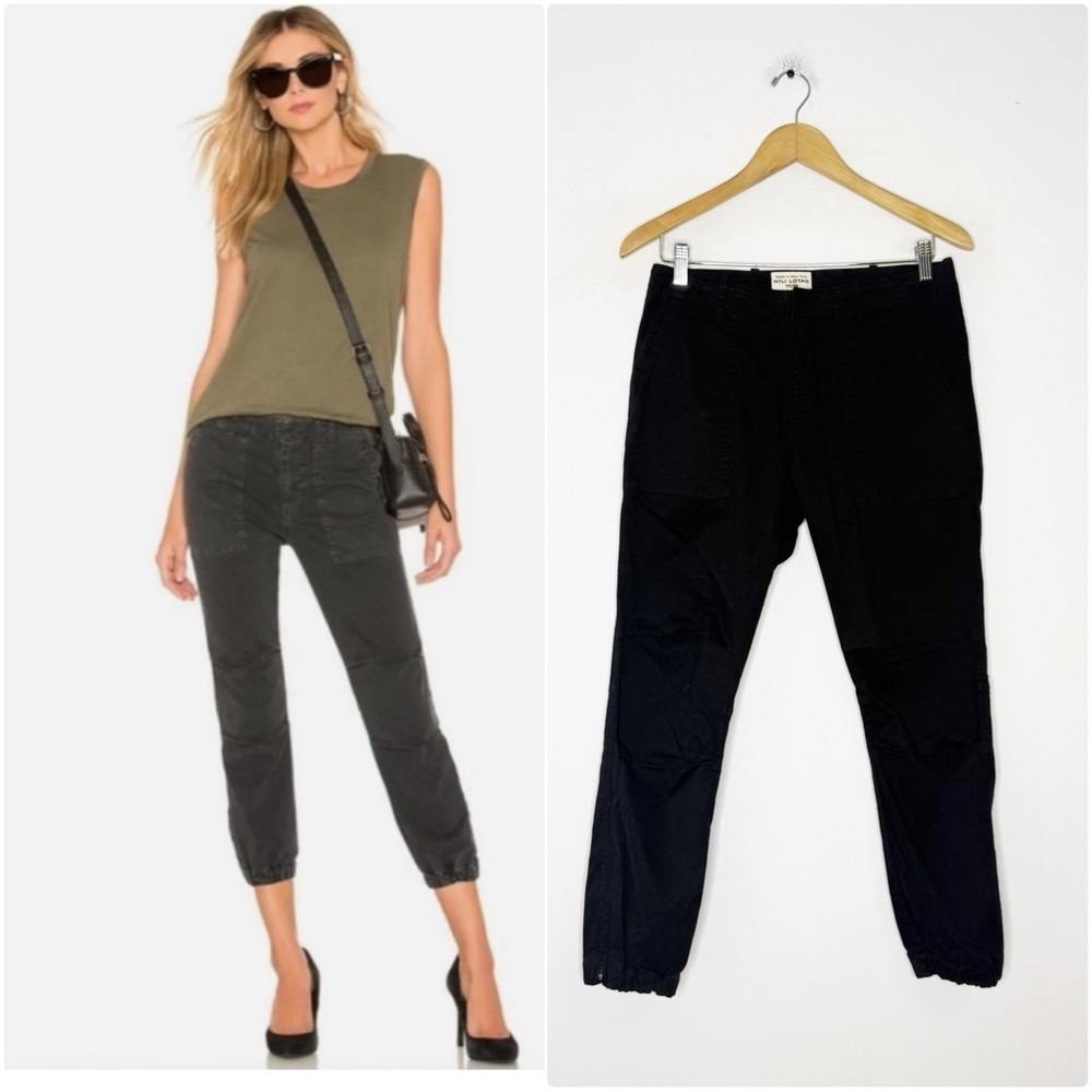 Nili Lotan Cropped Military Jogger Pants Black Size 2 Zip Ankle Designer